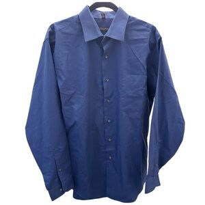 Geoffrey Beene Fitted Wrinkle Free Dress Shirt | Blue | size 17 34-35
